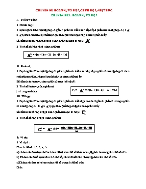 Chuyên đề Toán học 11 - Hoán vị, tổ hợp,chỉnh hợp, nhị thức bồi dưỡng học sinh giỏi